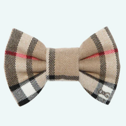 Funky Dog Bow Tie - Designer Style Brown Check