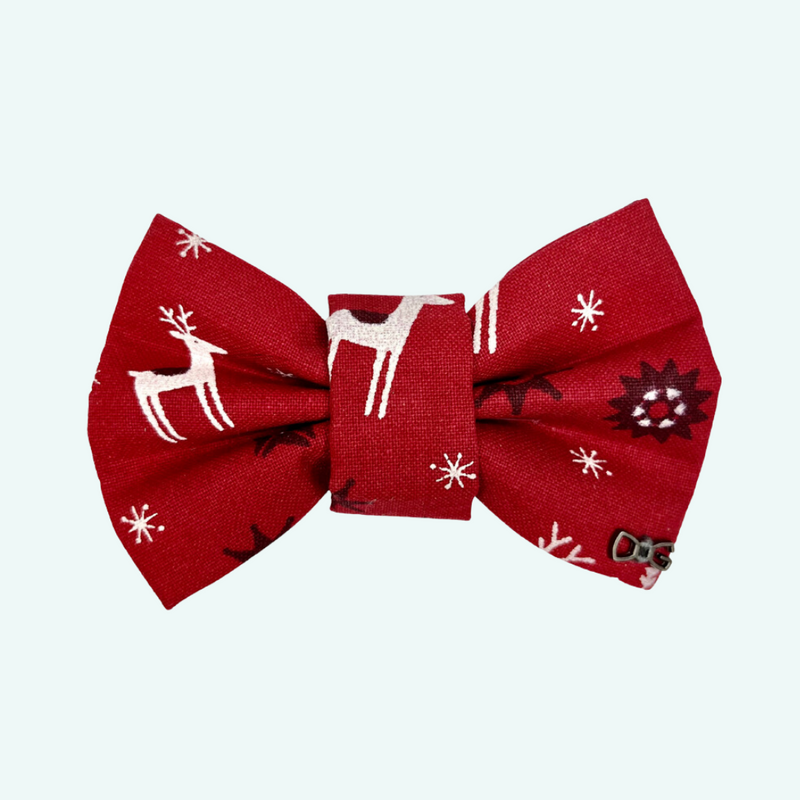 Funky Dog Xmas Bow Tie - Red/White Reindeer