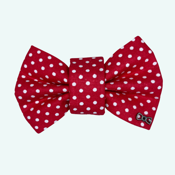 Funky Dog Bow Tie - Classic Red & White Dots