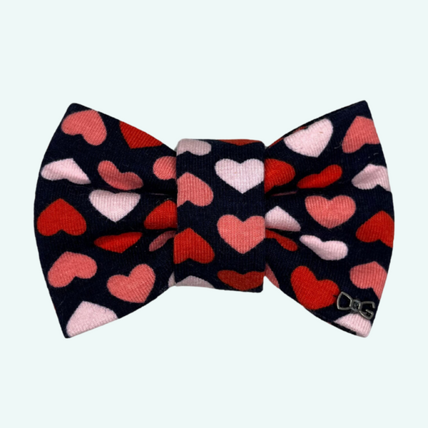 Funky Dog Bow Tie -  Three Colour Hearts