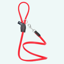 D&H Rolled Leather Lead - Red/Silver